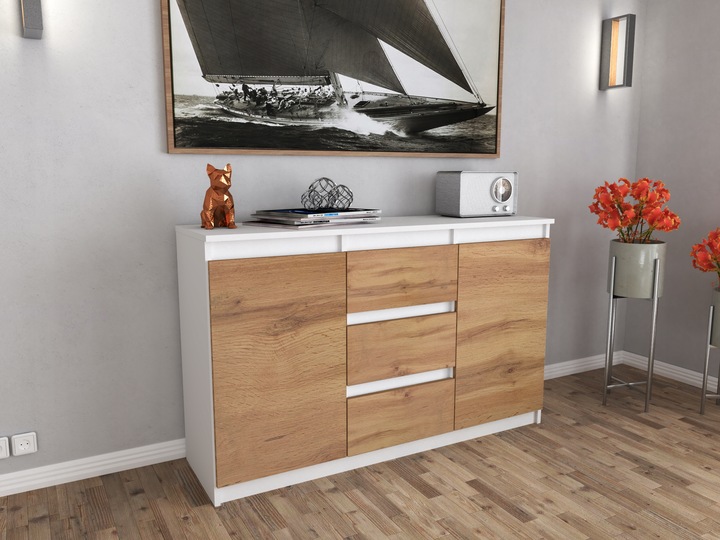 Komoda 120cm szafka z szufladami Biala Aga do salonu duza bezuchwytowa