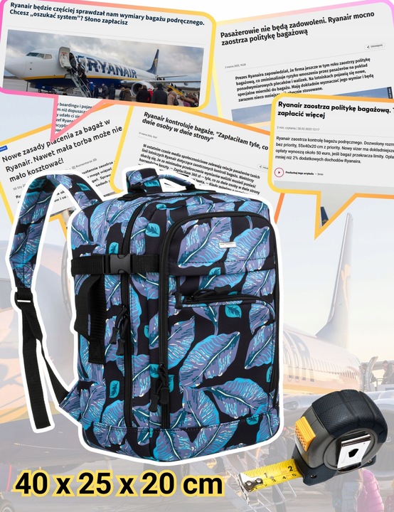 Lekki plecak podróżny wielofunkcyjny bagaż do samolotu 40x20x25 PETERSON