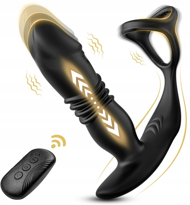 MASAŻER PROSTATY RUCH GÓRA-DÓŁ + RINGI NA PENISA I JĄDRA + WIBRATOR MĘSKI