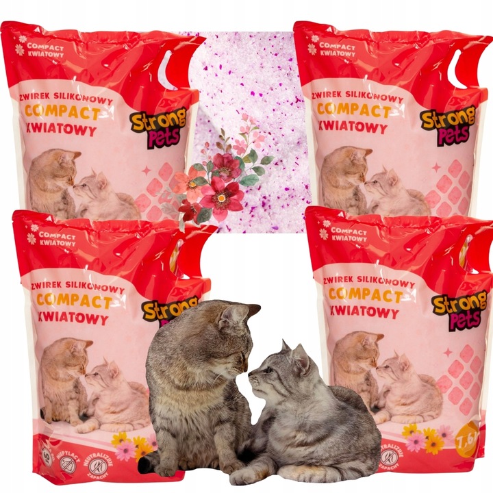 STRONG PETS ŻWIREK SILIKONOWY DLA KOTA COMPACT KWIATOWY 7,6L