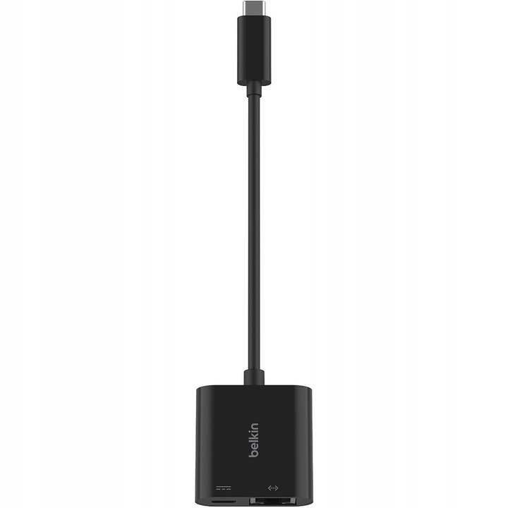 Adapter z ładowaniem USB-C PD 3.0 100W do GB Ethernet, Belkin przejściówka