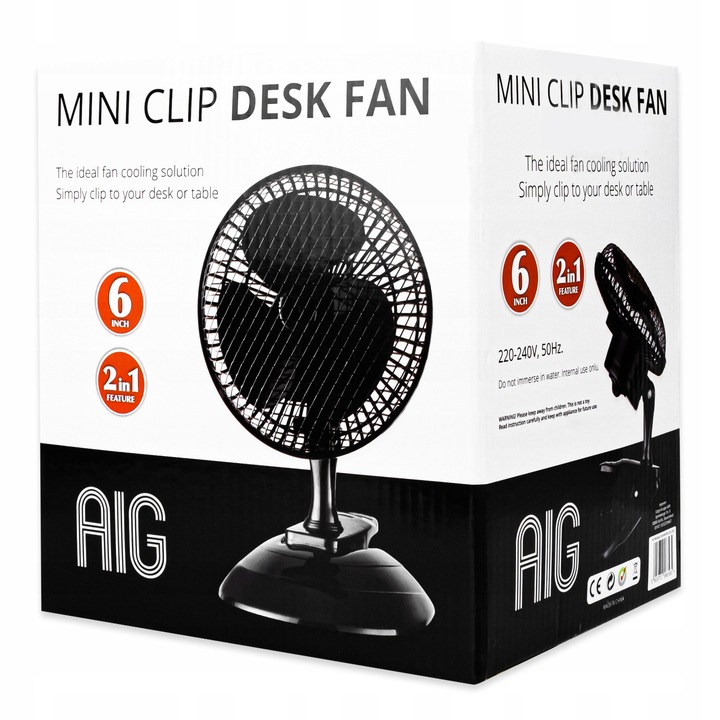 WENTYLATOR WIATRAK BIUROWY STOŁOWY CICHY 15W BIURKOWY 2w1 PODSTAWA + KLIPS