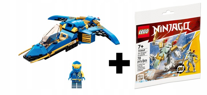 LEGO Ninjago Odrzutowiec ponaddźwiękowy Jay’a EVO 71784 + Lodowy smok 30649