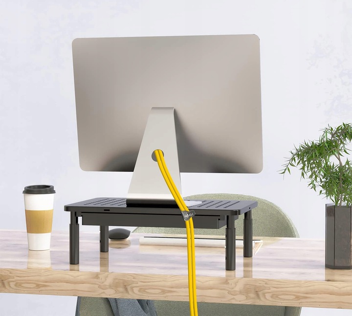 Stolik Pod Laptop Drukarkę Monitor Regulowany Z Szufladą Czarny Do 20kg