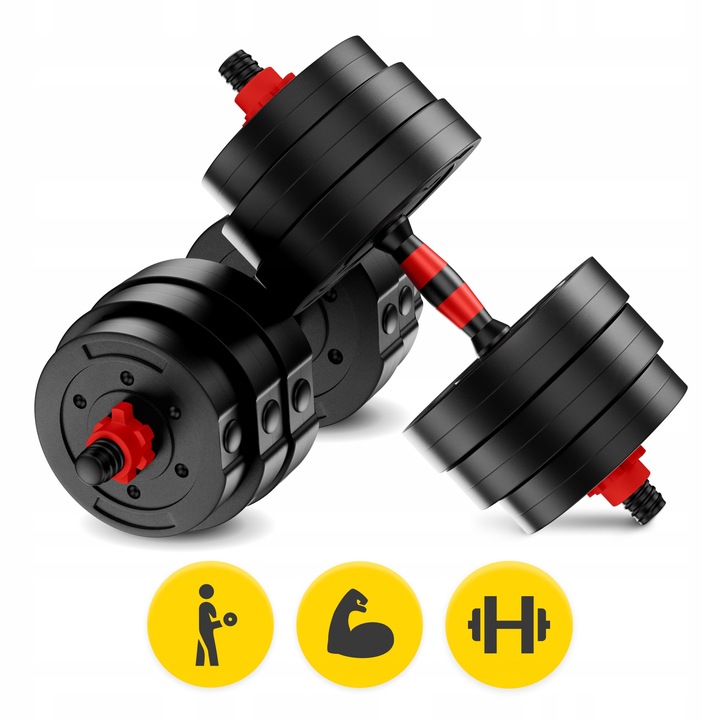 HANTLE BITUMICZNE REGULOWANE 2x20 KG DO ĆWICZEŃ SIŁOWYCH CIĘŻAR ZESTAW