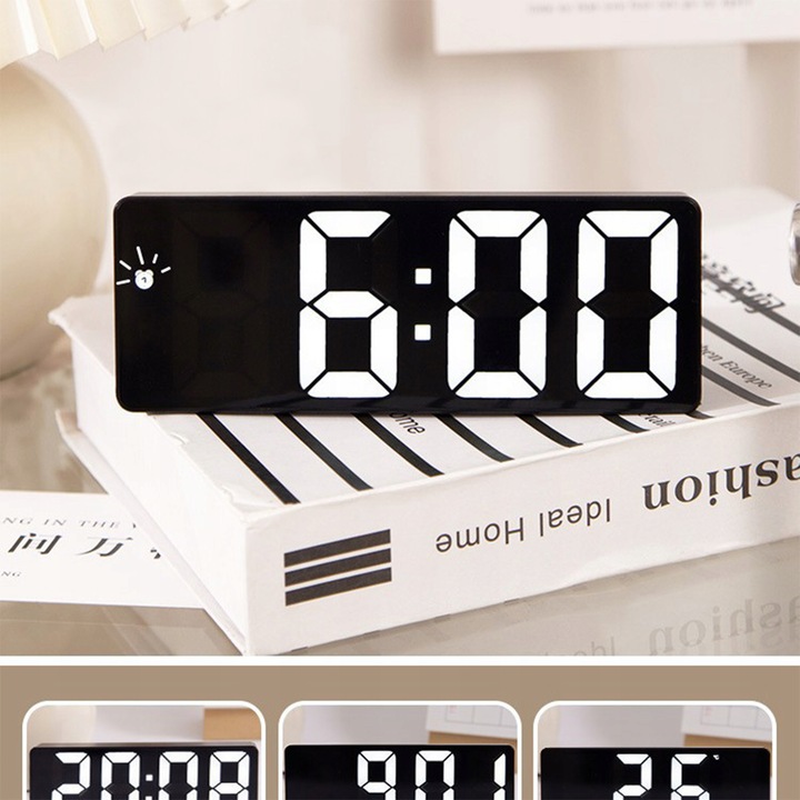 BUDZIK ZEGAR ELEKTRONICZNY LED GŁOŚNY STOJĄCY TEMPERATURA DATA + KABEL