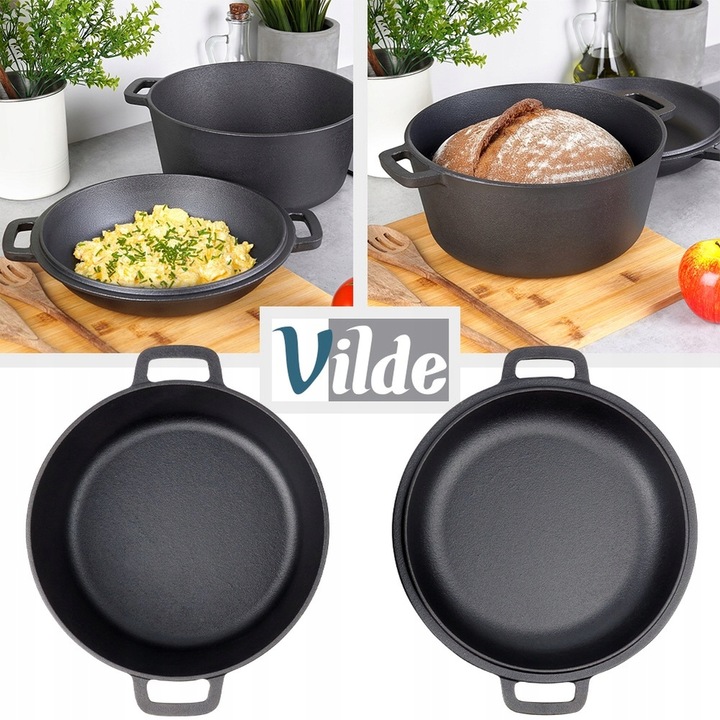 Garnek ŻELIWNY brytfanna brytfanka patelnia do pieczenia smażenia 2w1