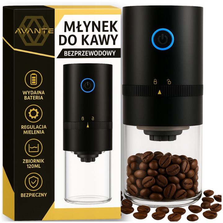 MINI ELEKTRYCZNY MŁYNEK DO MIELENIA KAWY PRZYPRAW PRZENOŚNY WYDAJNY