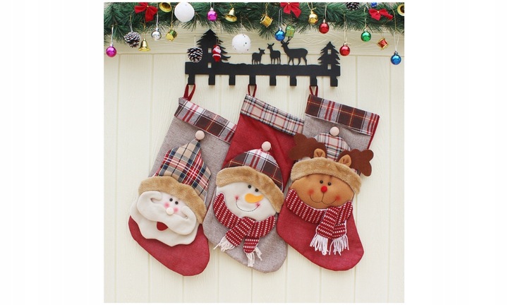 3x SKARPETY Skarpeta ŚWIĄTECZNE PREZENTY KOMINEK OZDOBNA GWIAZDOR DEKORACJA