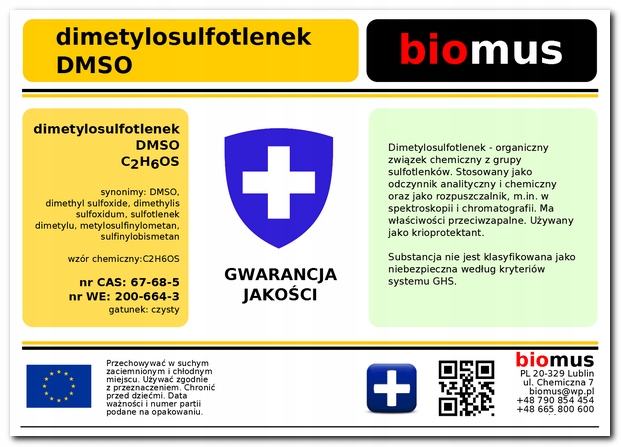 BIOMUS DMSO Dimetylosulfotlenek 500ml 0,5l szkło