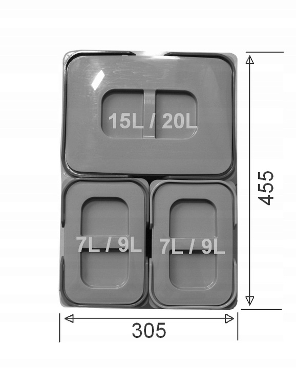 Zestaw sortownik kosz na śmieci do szafki 40 cm 38L pojemniki na