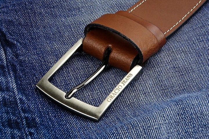 Pasek 110cm Męski Szeroki do SPODNI JEANS Brązowy