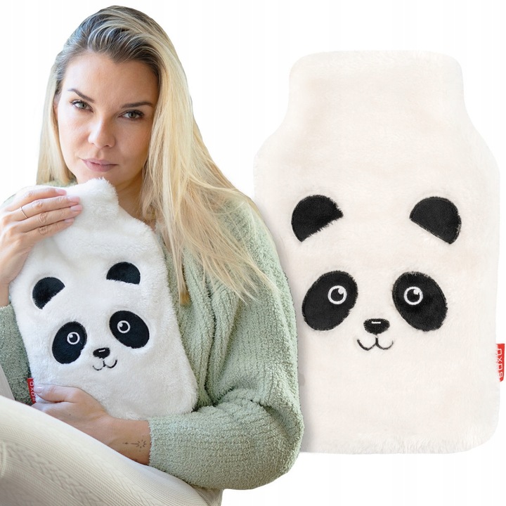 SOXO termofor pluszowy miś panda 1,8L na wodę w pokrowcu prezent dla niej