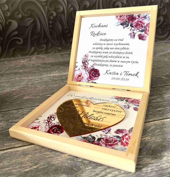 Podziękowania dla Rodziców Dziadków Chrzestnych ślub wesele ZŁOTE NAPISY 3D