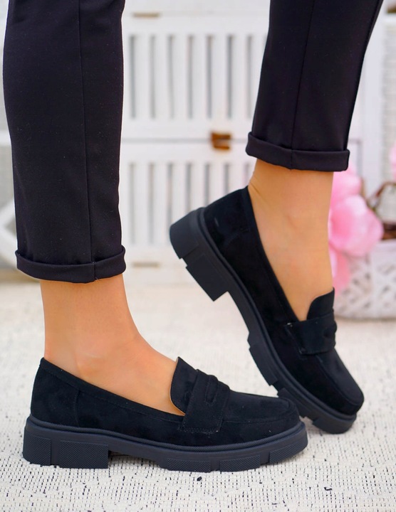 Czarne Zamszowe Mokasyny Na Grubej Podeszwie Palmss 39