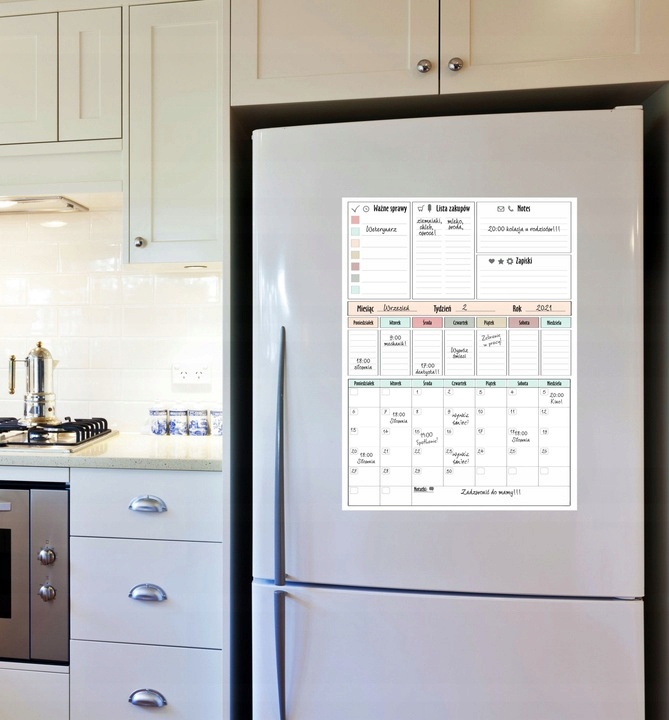Planer Kalendarz XXL Tablica na lodówkę z magnesem magnetyczna + Pisak