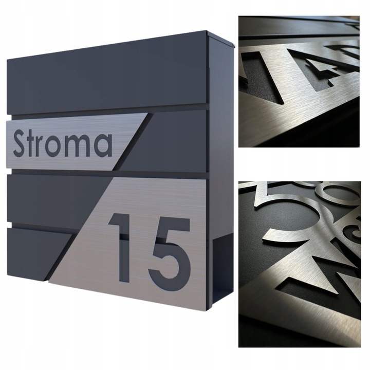 DUŻA SKRZYNKA NA LISTY Z ADRESEM, NUMER DOMU (tabl STAL nierdzewna