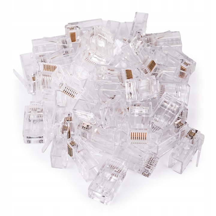 100 x Wtyki Złącza Końcówki Przelotowe Kat. 5E RJ45 8P8C 5E RJ 45 100 sztuk