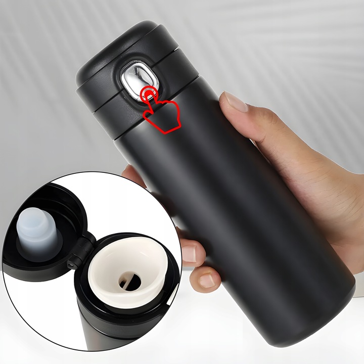 KUBEK TERMICZNY TERMOS Z USTNIKIEM NA KAWĘ HERBATĘ DO SAMOCHODU 420 ML LED