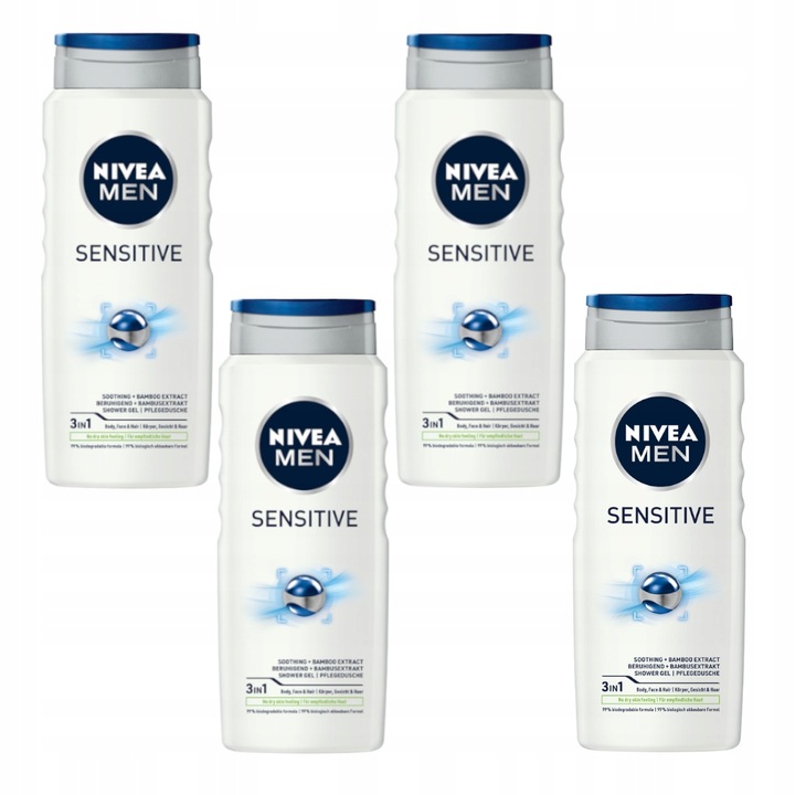 NIVEA MEN Sensitive żel pod prysznic 4x500 ml