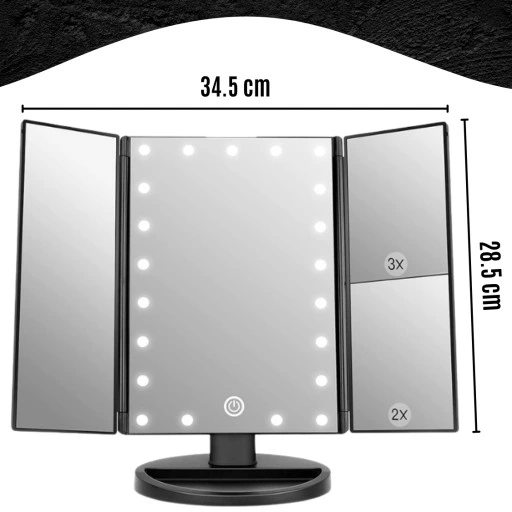 PODŚWIETLANE LUSTERKO DO MAKIJAŻU LED KOSMETYCZNE