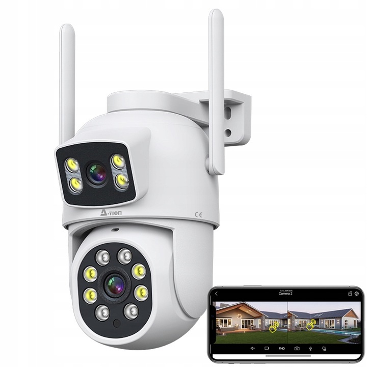 ZEWNĘTRZNA OBROTOWA KAMERA IP WIFI 8MP 4K 2 Ekrany A-1005