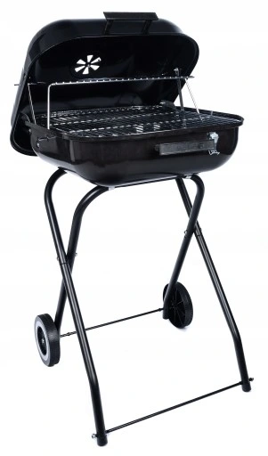 GRILL Węglowy na brykiet Ogrodowy PRZENOŚNY turystyczny WÓZEK POKRYWA