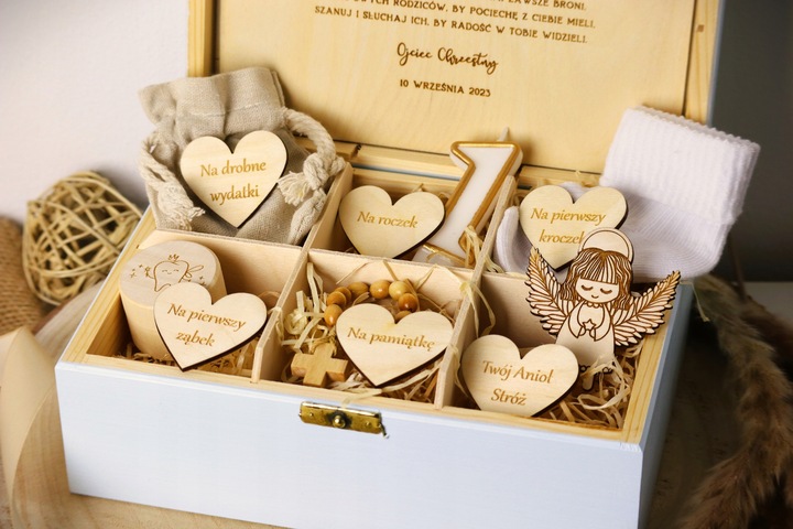 Pamiątka Chrztu Świętego Prezent na Chrzest z Grawerem BŁĘKITNE