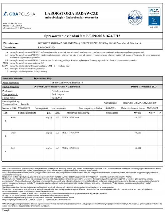 OstroVit Glucosamine + MSM + Chondroitin 90 tabs Glukozamina Chondroityna