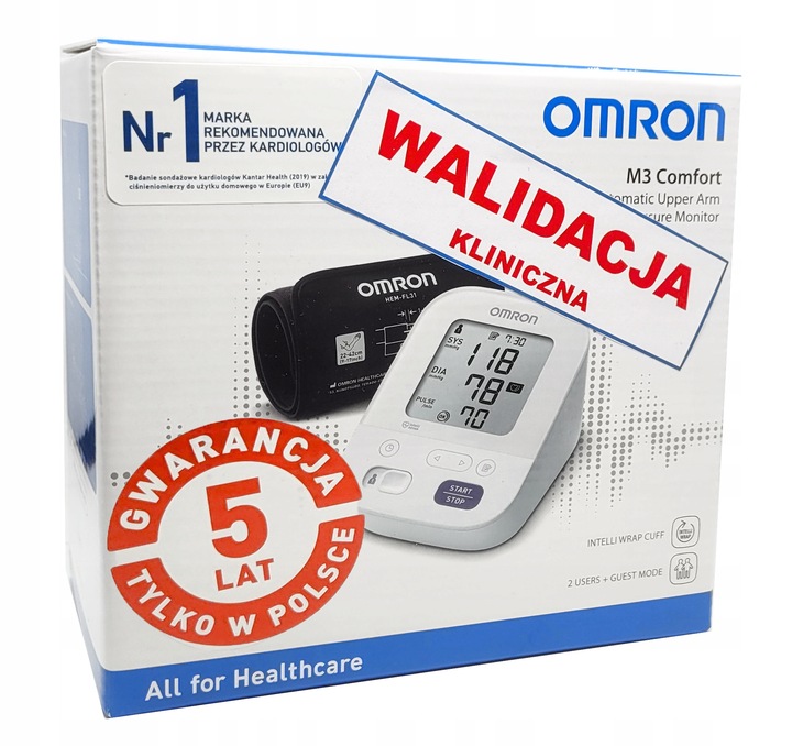 OMRON M3 COMFORT Z ZASILACZEM AUTOMATYCZNY WYKRYWA ARYTMIE MANKIET