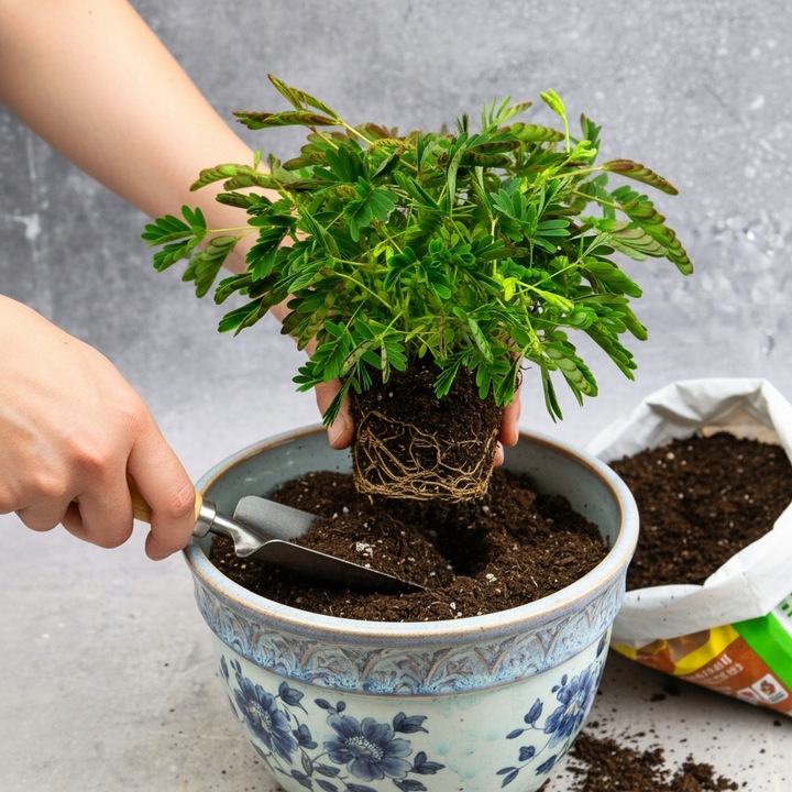 Mimosa Pudica MiMOZA wstydliwa roślinka rozmiar S Bardzo delikatna