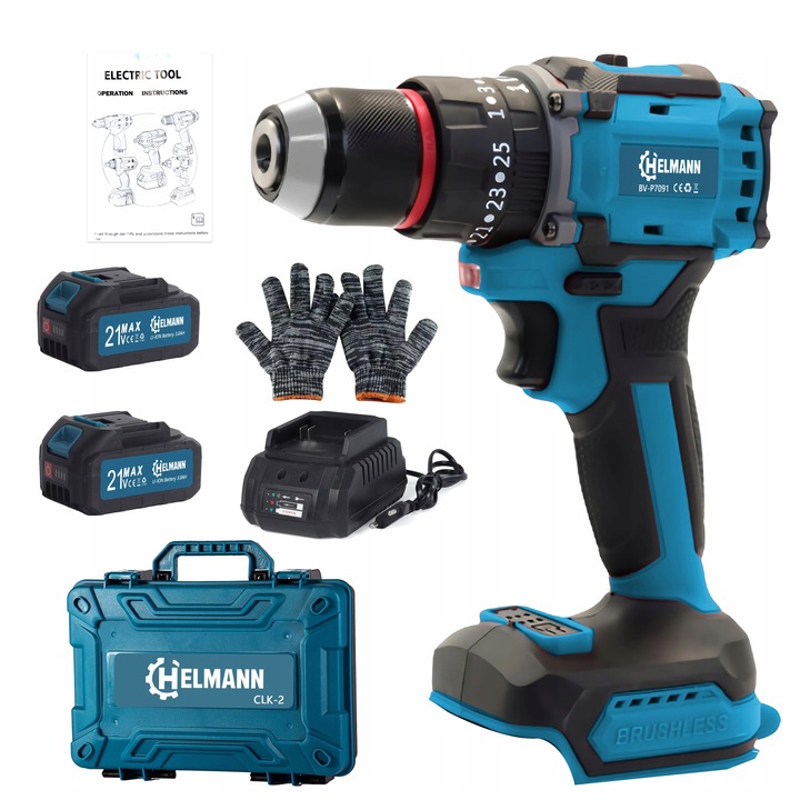 PROFESJONALNA WIERTARKO WKRĘTARKA AKUMULATOROWA 2AKU 3 Ah 21V UDAROWA