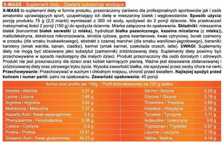 GAINER w proszku białko węglowodany ProActive X-MASS BIAŁA CZEKOLADA 3