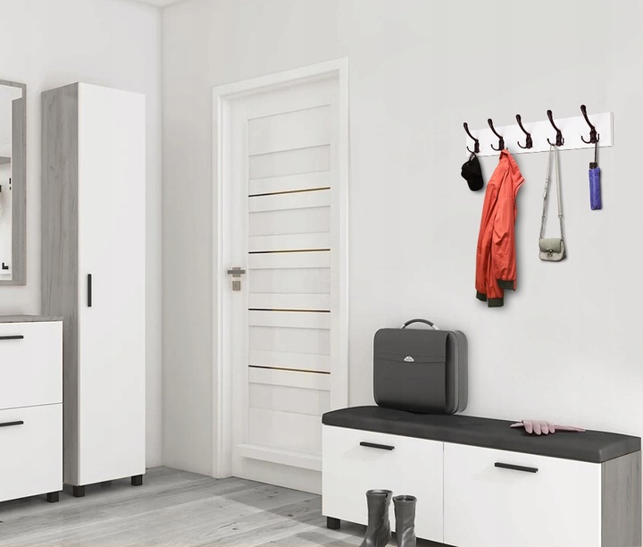 KLASYCZNY WIESZAK NA UBRANIA ŚCIENNY WIESZAK DO PRZEDPOKOJU Z 5