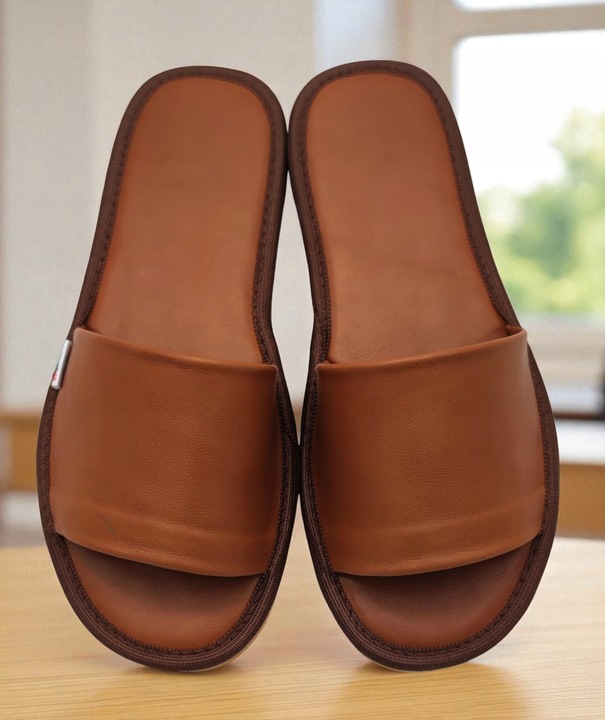 KLAPKI SKÓRZANE DAMSKIE wygodne pantofle kapcie skórzane PREMIUM BRĄZ