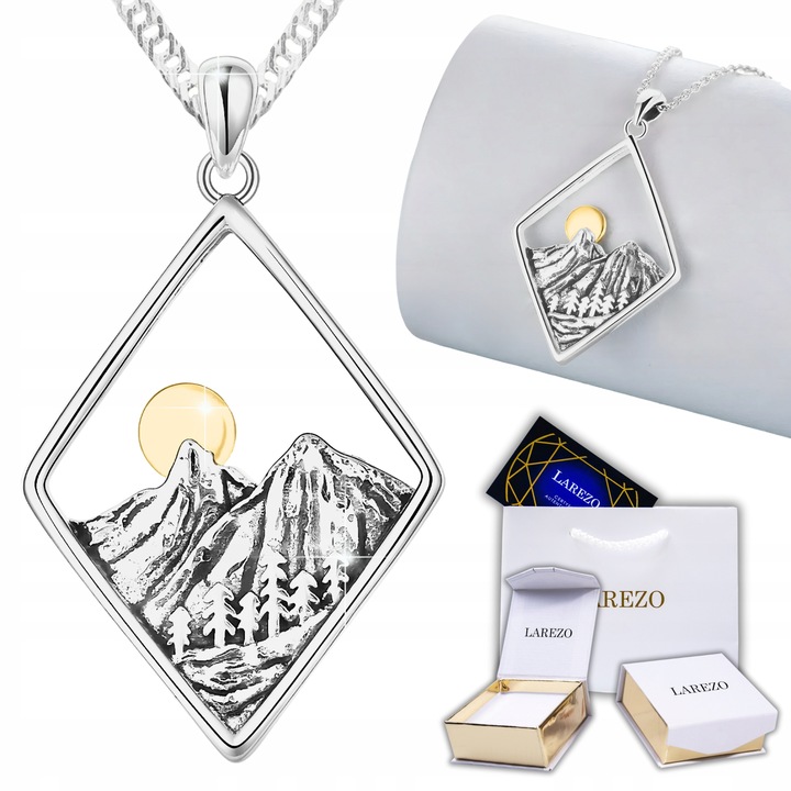 Srebrny Naszyjnik 925 z Górami Tatrami Polska Natura Góry Tatry Romb Słońce