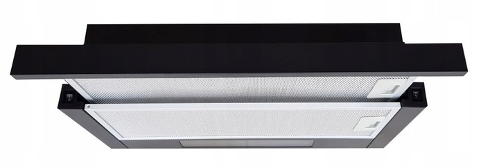 Czarny okap kuchenny teleskopowy podszafkowy Marin 50cm + FILTR