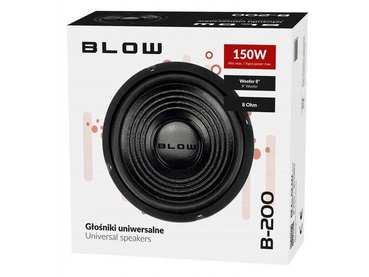 GŁOŚNIK BASOWY WOOFER 150W 200MM 20CM NISKOTONOWY JEDNODROŻNY GDN20 8'