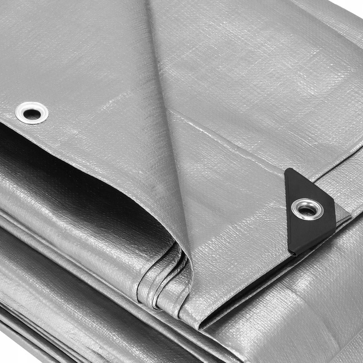 PLANDEKA PLANDEKI 5x8m SREBRNA WZMACNIANA 210G MOCNE OKRYCIE PŁACHTA