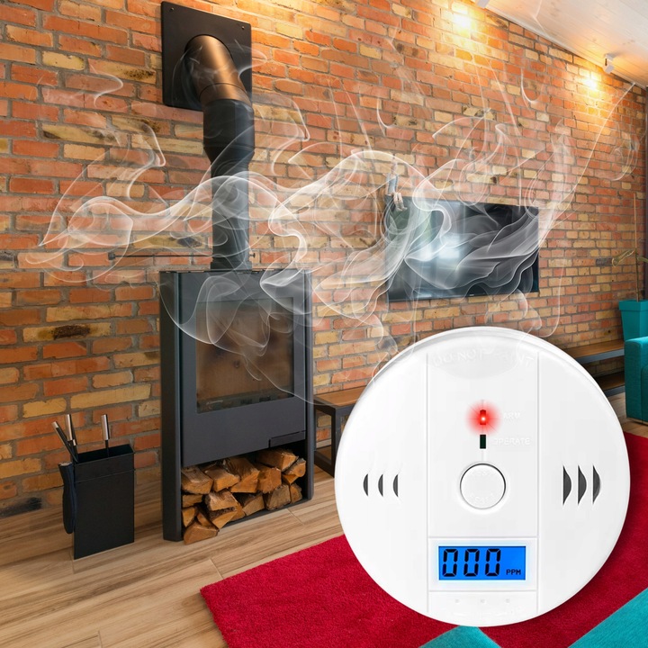 Czujnik Czadu Certyfikowany Detektor Tlenku Węgla Bezprzewodowy LCD Alarm