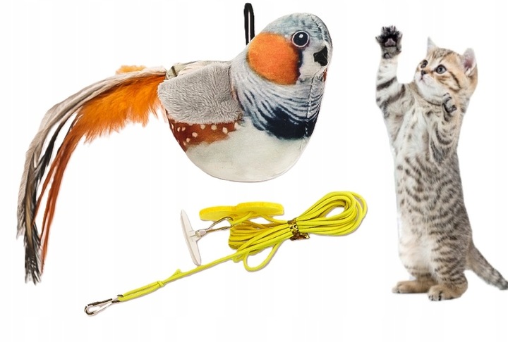 ZABAWKA DLA KOTA PRZYSSAWKA NA DRZWI RUCHOMA PTAK