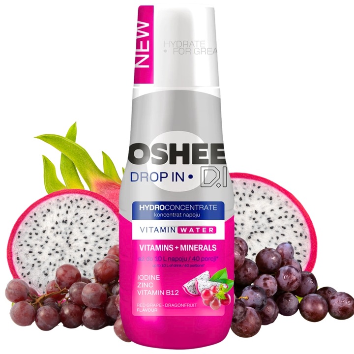 Oshee Drop In koncentrat do sodastream czerwone winogrono-smoczy owoc