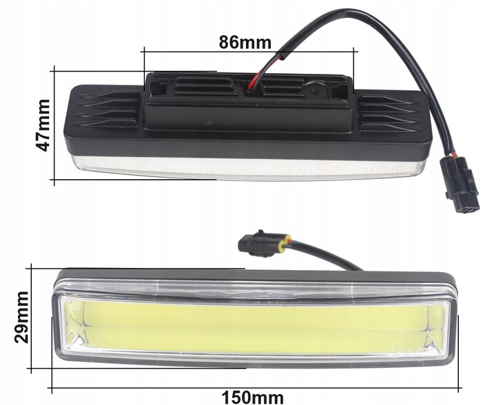 MOCNE ŚWIATŁA DO JAZDY DZIENNEJ LED COB KRÓTKIE E4 RL00