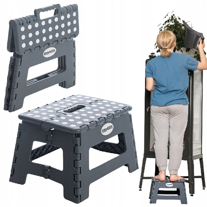 Taboret składany stołek podnóżek antypoślizgowy szary Easyform 22cm