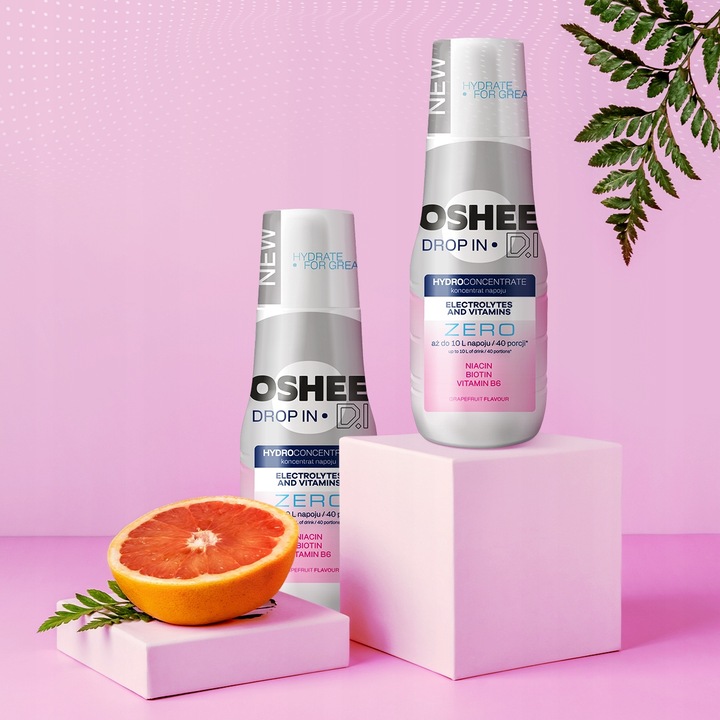 9x Hydrokoncentrat OSHEE Drop In ZERO Elektrolity Witaminy Grejpfrut