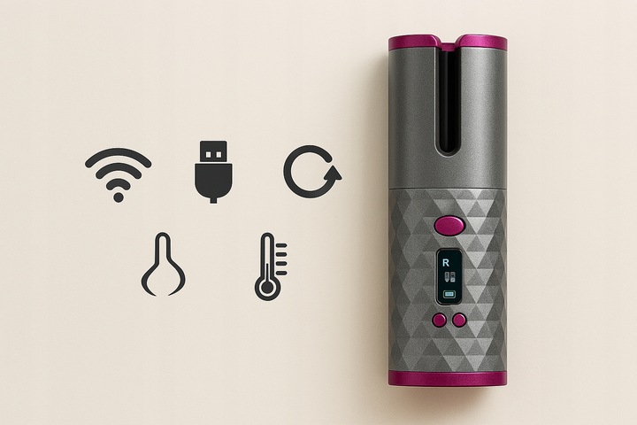 Bezprzewodowa lokówka automatyczna LCD fale loki obrotowa USB Do stylizacji