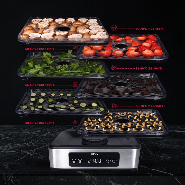 Suszarka do grzybów owoców ATEST PZH stalowe sita HEVA duża aż