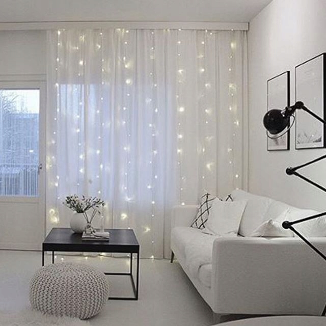 KURTYNA ŚWIETLNA 200 LED DRUCIKI 2x2m BIAŁY CIEPŁY 200L USB PILOT