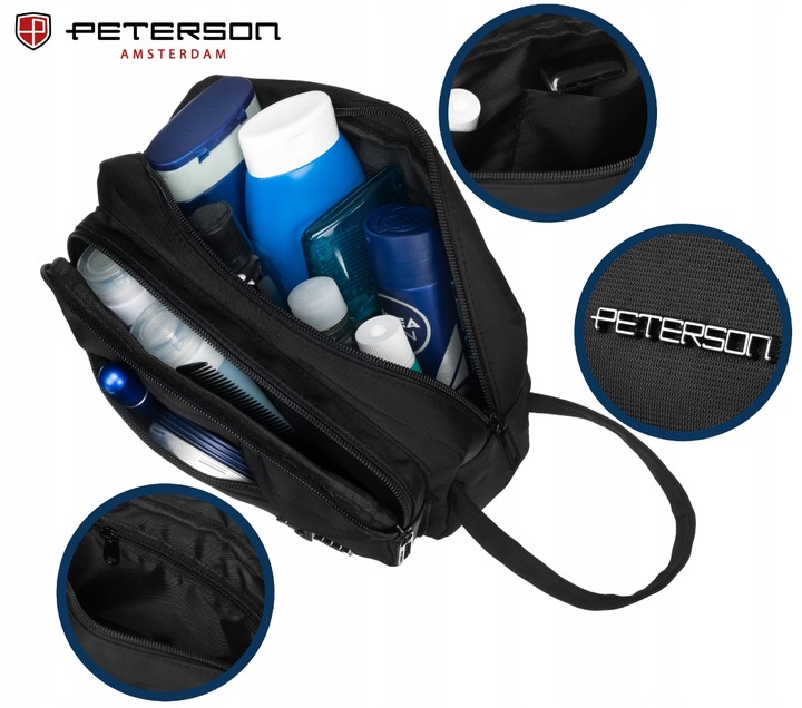 Peterson kosmetyczka męska z uchwytem saszetka na kosmetyki pojemna