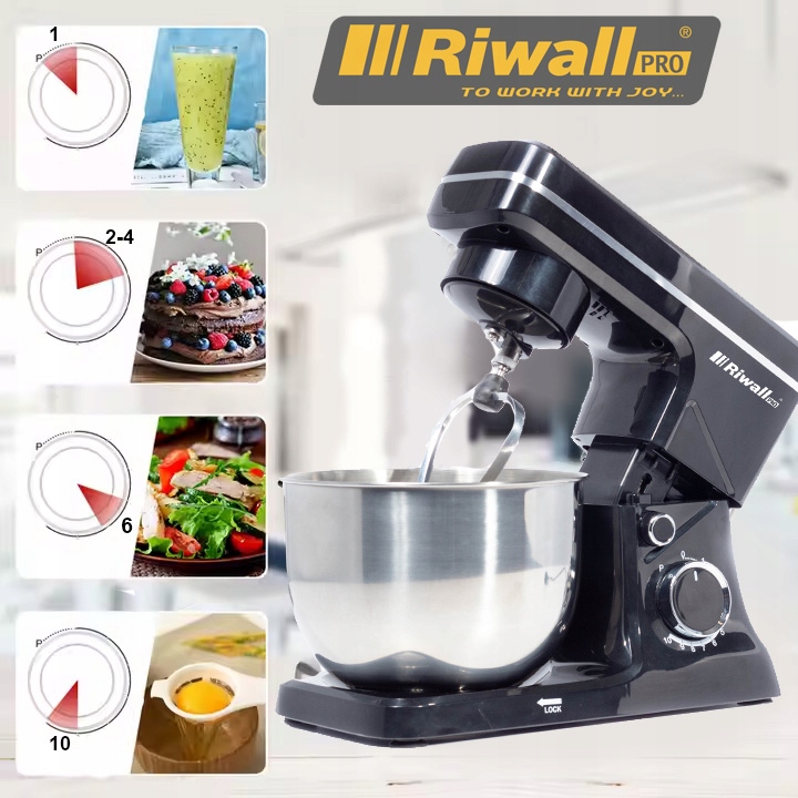 ROBOT KUCHENNY PLANETARNY MIKSER RIWALL 7w1 WIELOFUNKCYJNY 4L CZARNY